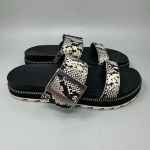 Sorel Sandals Womens Size 8.5 Roaming Slide Snake Print Buckle Casual Slip On